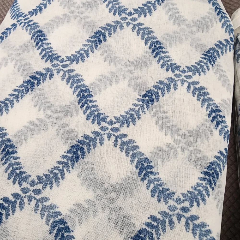 Blue Textured Sheer Curtains